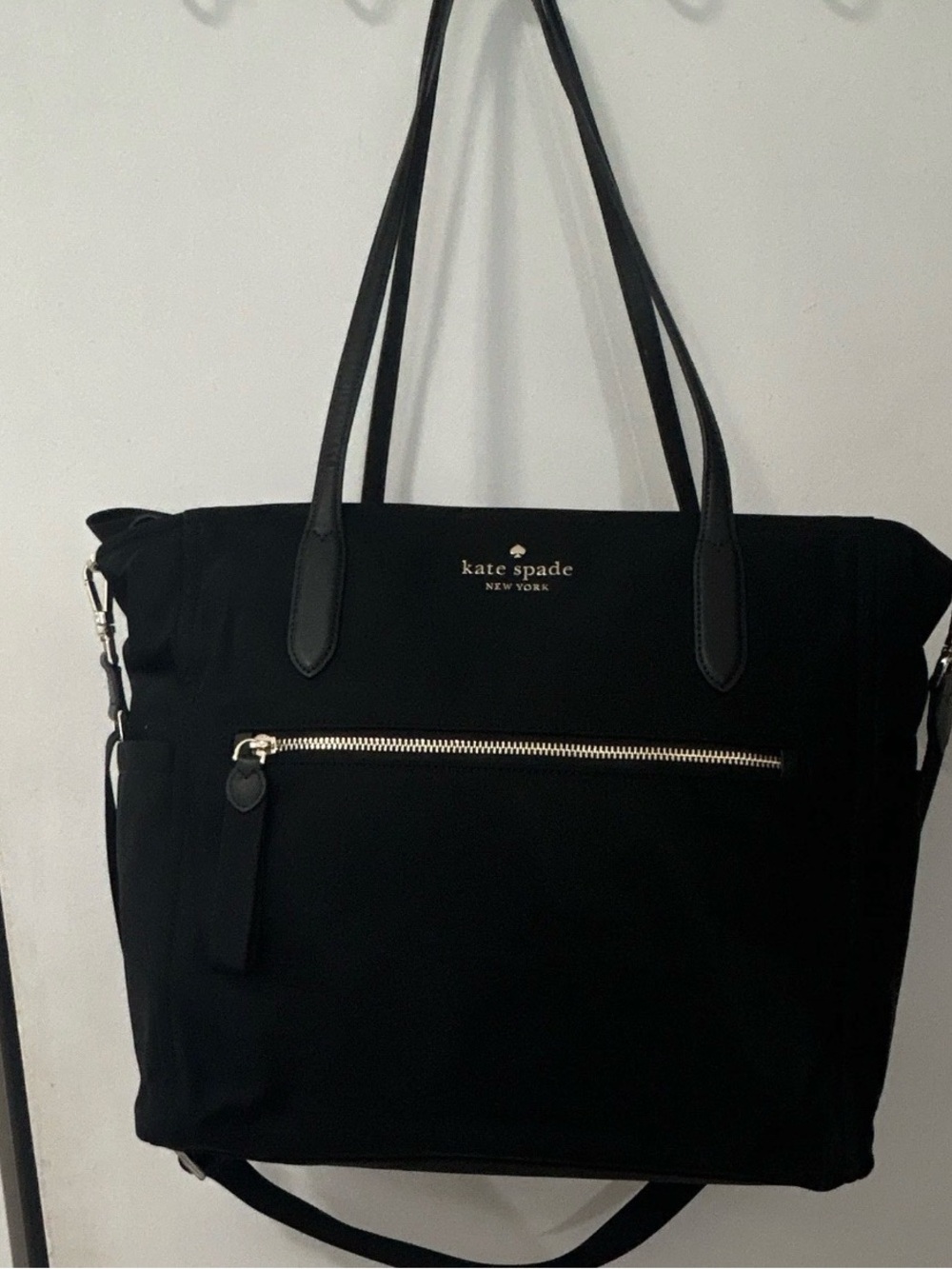 kate spade Black Nylon Tote with Front Zip Pocket